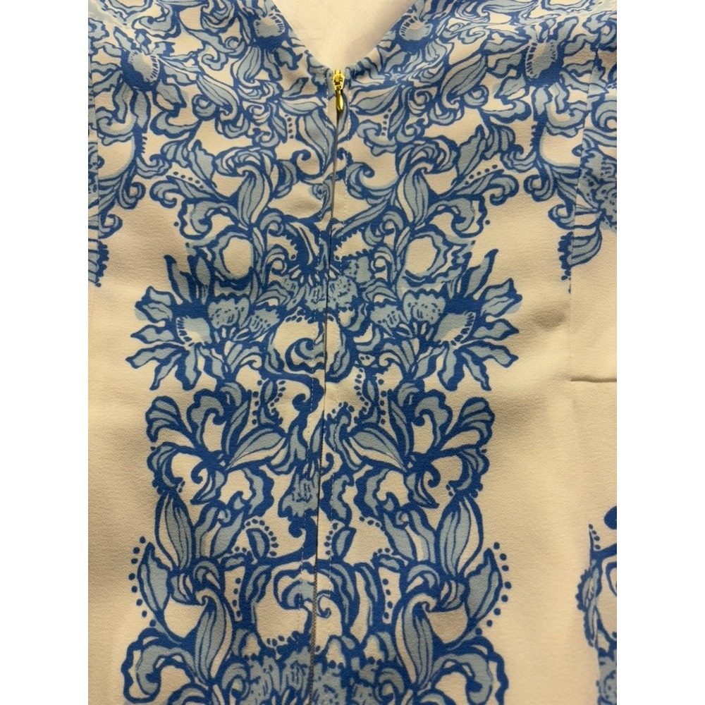 Lilly Pulitzer Dress Womens 12 Blue White Floral Sleeveless A Line Preppy - Picture 13 of 13